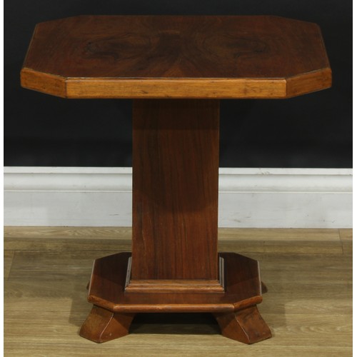 2647 - An Art Deco walnut canted square low table or statuary pedestal, 49.5cm high, 52cm wide, c.1935