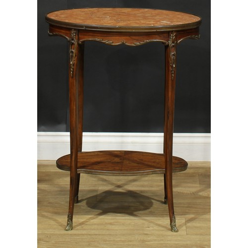 1592 - A 19th century French gilt metal mounted rosewood occasional table, in the Louis Revival XV taste, o... 