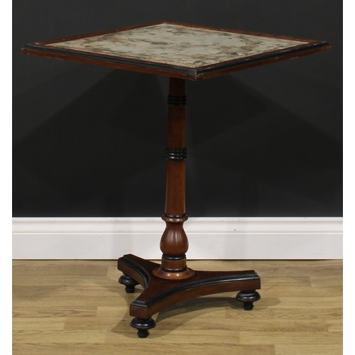 2542 - A pair of William IV style parcel-ebonised mahogany occasional tables, each with a square glazed top... 