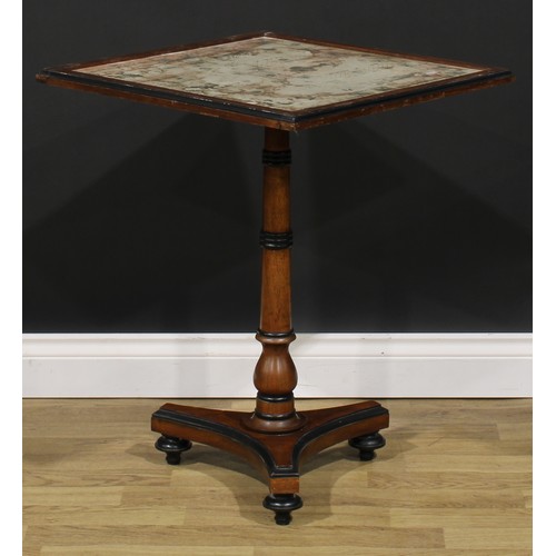 2542 - A pair of William IV style parcel-ebonised mahogany occasional tables, each with a square glazed top... 