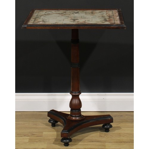 2542 - A pair of William IV style parcel-ebonised mahogany occasional tables, each with a square glazed top... 