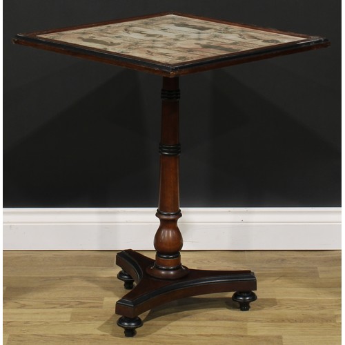 2542 - A pair of William IV style parcel-ebonised mahogany occasional tables, each with a square glazed top... 