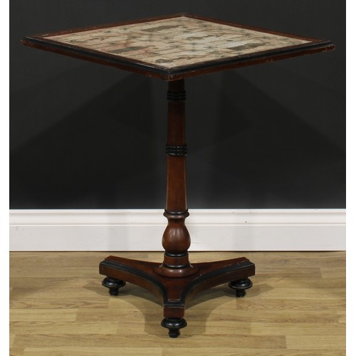 2542 - A pair of William IV style parcel-ebonised mahogany occasional tables, each with a square glazed top... 