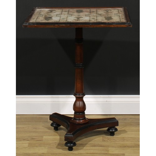 2542 - A pair of William IV style parcel-ebonised mahogany occasional tables, each with a square glazed top... 