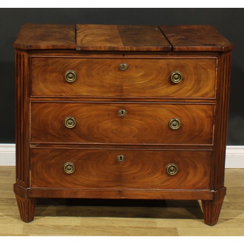 1584 - A 19th century Dutch mahogany dressing chest, tripartite hinged top, the centre enclosing a rectangu... 