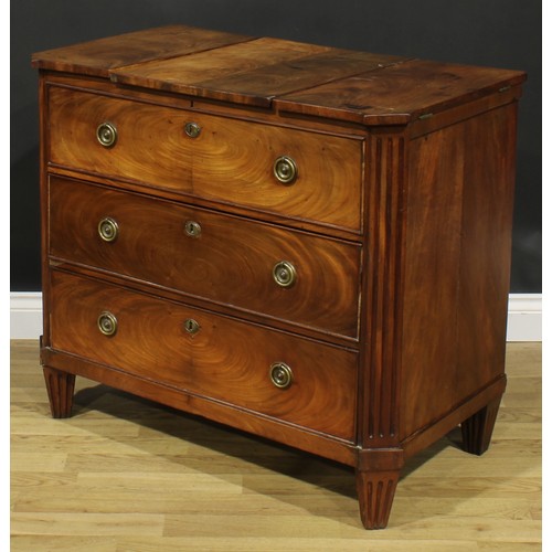 1584 - A 19th century Dutch mahogany dressing chest, tripartite hinged top, the centre enclosing a rectangu... 