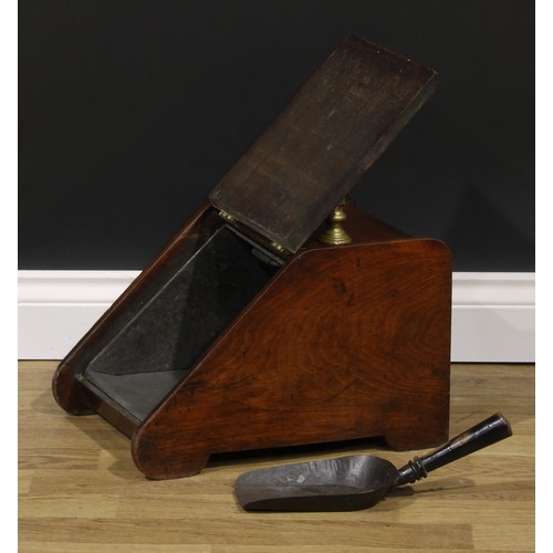 1840 - A late Victorian Aesthetic Movement brass and copper mounted walnut coal box, 33cm high over handle,... 