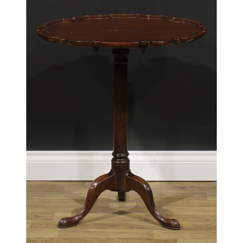 1699 - A 19th century mahogany pie-crust tripod occasional table, tilting top, turned column, cabriole legs... 