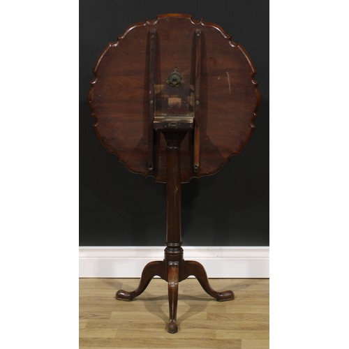 1699 - A 19th century mahogany pie-crust tripod occasional table, tilting top, turned column, cabriole legs... 