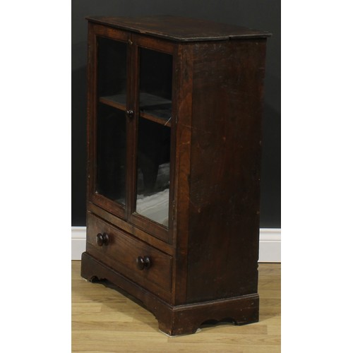 1712 - A 19th century oak study bookcase cabinet, of small proportions, rectangular top with moulded edge a... 