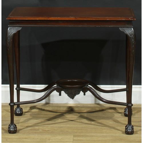 1779 - A Chippendale Revival mahogany occasional table, rectangular top, straightened cabriole legs carved ... 