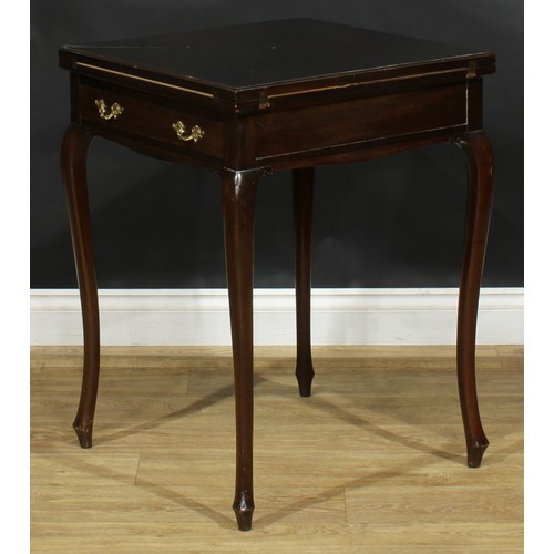 1952 - A late Victorian mahogany envelope card table, baize lined playing surface above a frieze drawer, gi... 