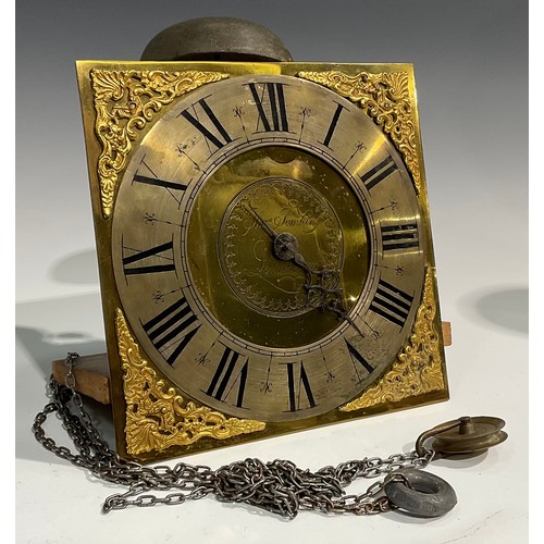 1600 - A George II longcase clock movement, 25.5cm square brass dial inscribed Thomas Tomkins, Leominster, ... 