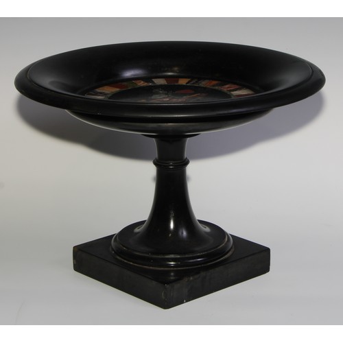 2319 - A large 19th century Derbyshire Ashford marble table centre pedestal comport, the saucer shaped top ... 