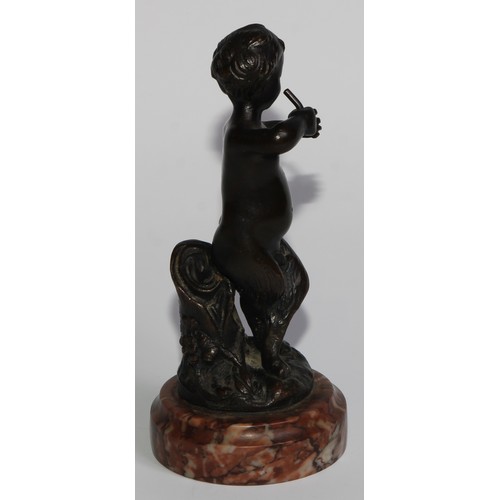 1765 - After Clodion (19th century), a dark patinated bronze, of a young satyr, signed in the maquette, tur... 