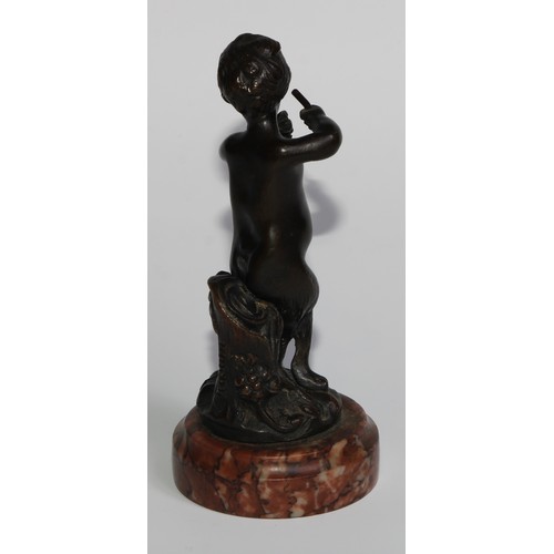 1765 - After Clodion (19th century), a dark patinated bronze, of a young satyr, signed in the maquette, tur... 