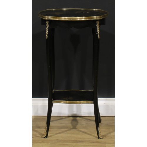 1908 - An early 20th century gilt metal mounted chinoiserie decorated and ebonised guéridon, shaped circula... 