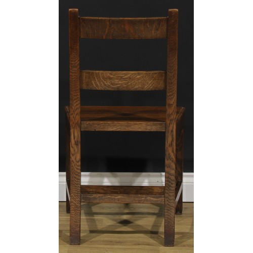 2552 - A set of six 19th century oak bar back vernacular dining chairs, tapered square legs, H-stretchers, ... 