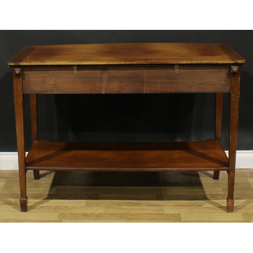 2128 - A George III Revival mahogany bowfront serving or side table, oversailing top above a pair of frieze... 