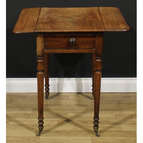 2686 - An early Victorian mahogany Pembroke table, of small proportions, rounded rectangular top with fall ... 