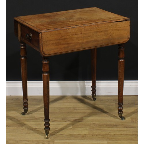 2686 - An early Victorian mahogany Pembroke table, of small proportions, rounded rectangular top with fall ... 