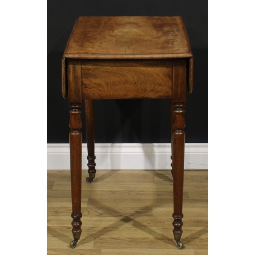 2686 - An early Victorian mahogany Pembroke table, of small proportions, rounded rectangular top with fall ... 