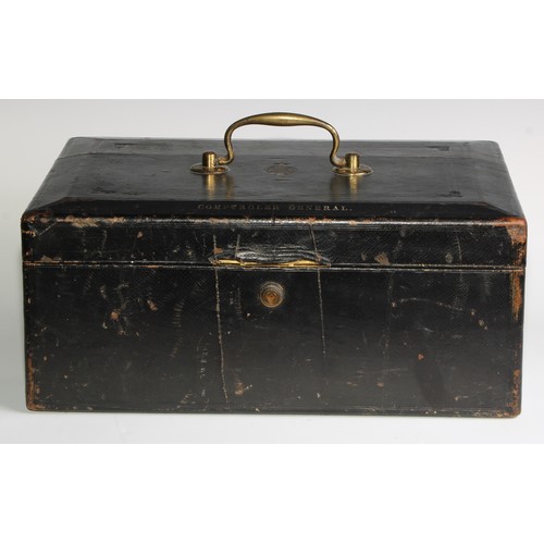 2606 - A Victorian tooled and gilt morocco leather rectangular government despatch box, the hinged cover wi... 