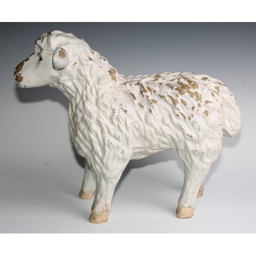 2449 - A French composition butcher’s shop window promotional advertising display model, of a lamb, 50cm lo... 