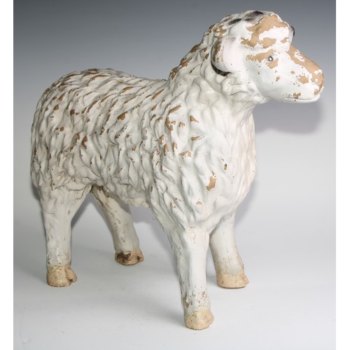 2449 - A French composition butcher’s shop window promotional advertising display model, of a lamb, 50cm lo... 