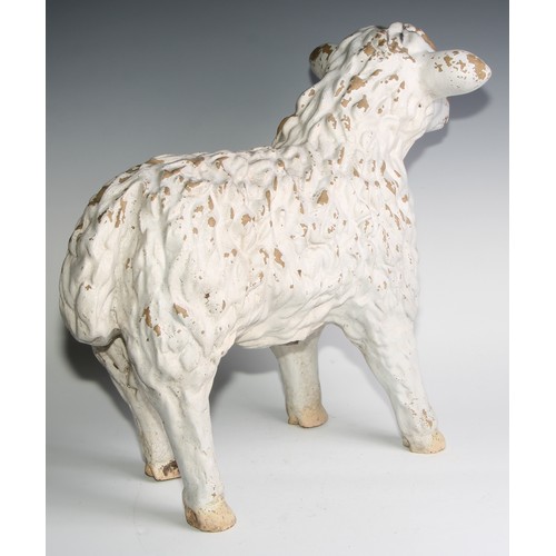 2449 - A French composition butcher’s shop window promotional advertising display model, of a lamb, 50cm lo... 