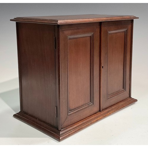 1832 - A Victorian mahogany letter or stationery cabinet, moulded oversailing top above a pair of rectangul... 