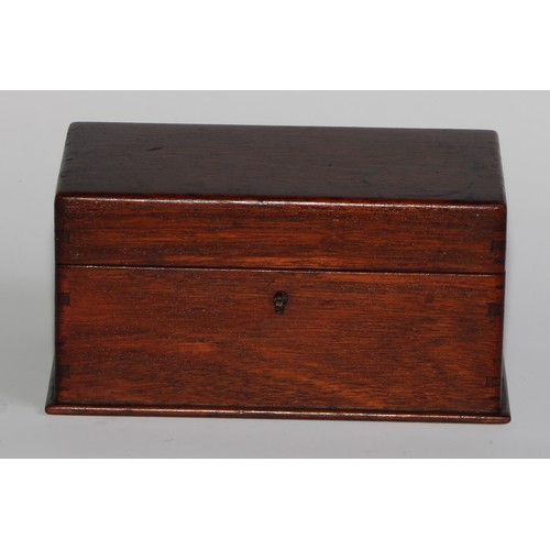 1923 - An early 20th century mahogany miniature sea or carpenter’s chest, hinged cover enclosing a fall-fro... 