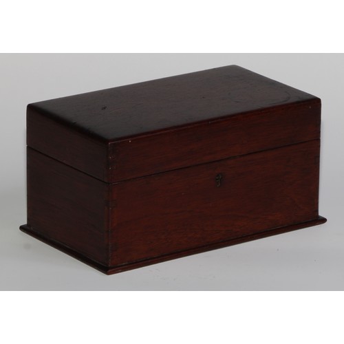 1923 - An early 20th century mahogany miniature sea or carpenter’s chest, hinged cover enclosing a fall-fro... 