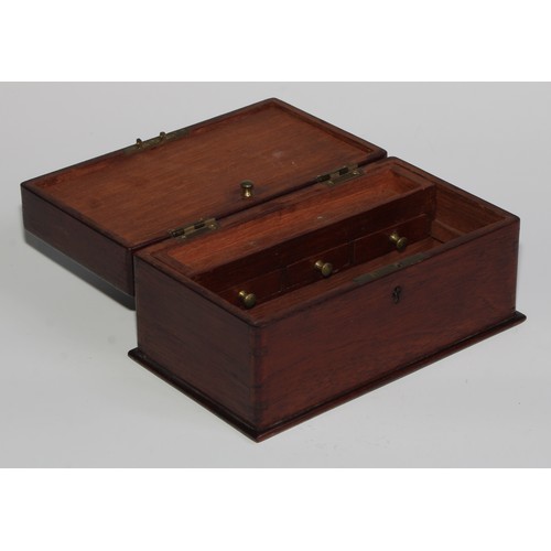 1923 - An early 20th century mahogany miniature sea or carpenter’s chest, hinged cover enclosing a fall-fro... 