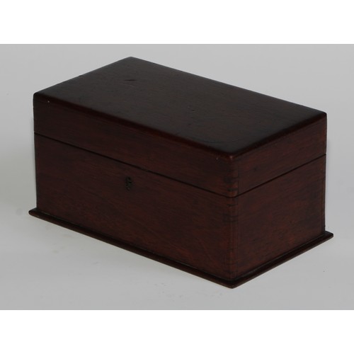 1923 - An early 20th century mahogany miniature sea or carpenter’s chest, hinged cover enclosing a fall-fro... 