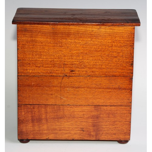 2723 - Miniature Furniture - a chest of two short and three long graduated drawers, oversailing top, turned... 