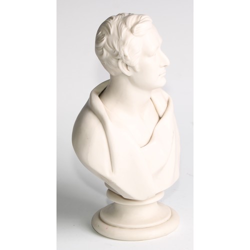 1202 - British Political History - a 19th century parian ware bust, of Sir Robert Peel (1788 - 1850), waist... 