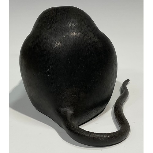 467 - Japanese School (Meiji period), a dark and brown patinated bronze, of a rat holding a chestnut, 19cm... 