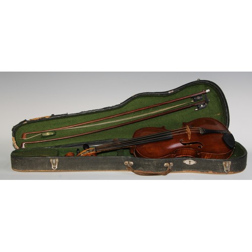 1874 - A Swedish violin, by Ernst Boethius, Norberg, the two-piece back 35.5cm long excluding button, ink M... 