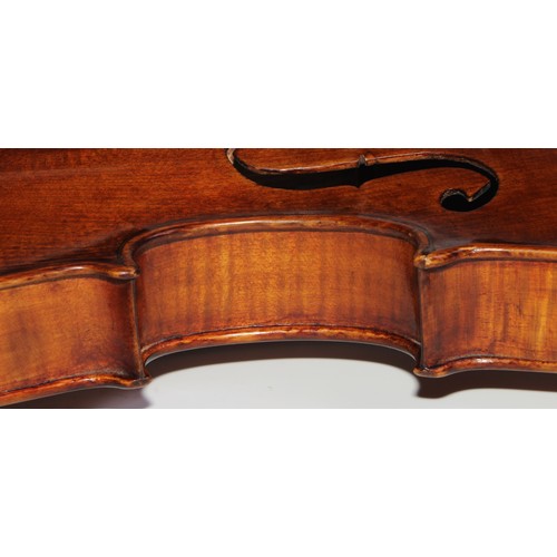 1874 - A Swedish violin, by Ernst Boethius, Norberg, the two-piece back 35.5cm long excluding button, ink M... 