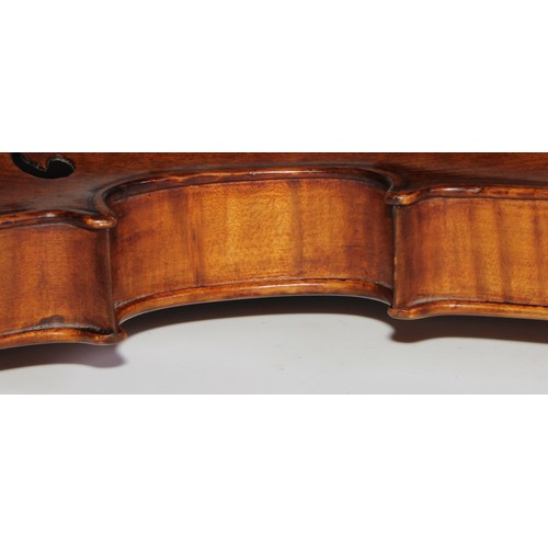 1874 - A Swedish violin, by Ernst Boethius, Norberg, the two-piece back 35.5cm long excluding button, ink M... 