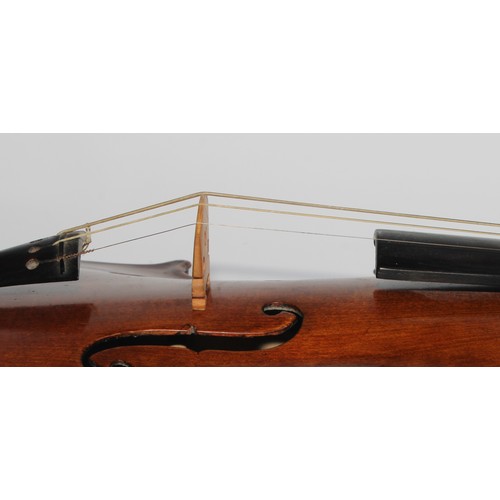 1874 - A Swedish violin, by Ernst Boethius, Norberg, the two-piece back 35.5cm long excluding button, ink M... 