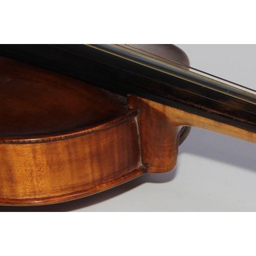 1874 - A Swedish violin, by Ernst Boethius, Norberg, the two-piece back 35.5cm long excluding button, ink M... 