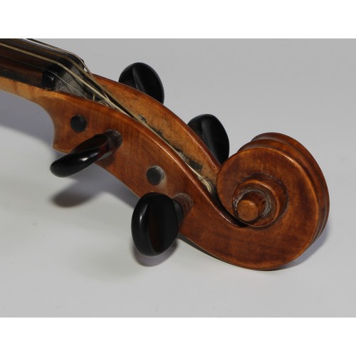 1874 - A Swedish violin, by Ernst Boethius, Norberg, the two-piece back 35.5cm long excluding button, ink M... 