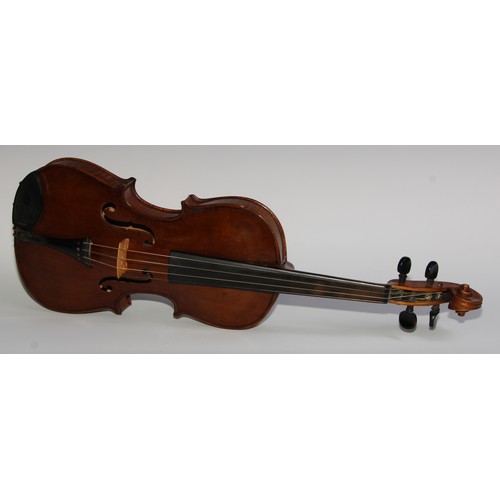 1874 - A Swedish violin, by Ernst Boethius, Norberg, the two-piece back 35.5cm long excluding button, ink M... 