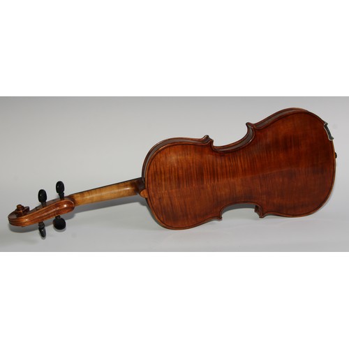 1874 - A Swedish violin, by Ernst Boethius, Norberg, the two-piece back 35.5cm long excluding button, ink M... 