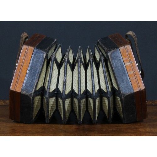 1870 - A 19th century concertina, by Lachenal & Co, London, twenty-two keys, steel reeds, serial no.99988, ... 