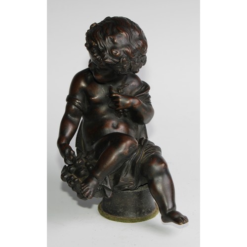 1768 - Alfred Boucher (French, 1850-1934), after, a pair of brown patinated bronzes, Putti, each loosely dr... 