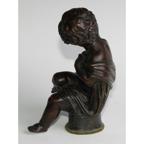 1768 - Alfred Boucher (French, 1850-1934), after, a pair of brown patinated bronzes, Putti, each loosely dr... 