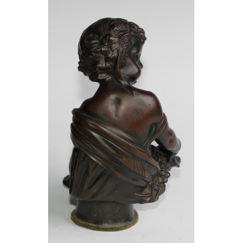 1768 - Alfred Boucher (French, 1850-1934), after, a pair of brown patinated bronzes, Putti, each loosely dr... 